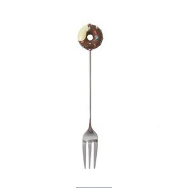 Coffee Fork Пончик десертная ложка конфеты мини из Нержавеющей Стали Пончик кофе совок перемешивание ложка Мороженое чайная ложка дети Рождество Посуда - Цвет: Coffee Fork
