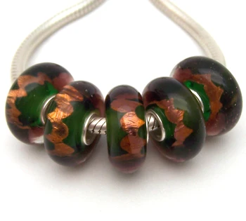 

JGWG2260 5X 100% Authenticity S925 Sterling Silver Beads Murano Glass beads Fit European Charms Bracelet diy jewelry Lampwork