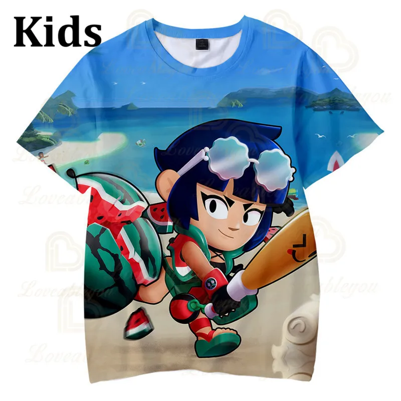 

POCO Shelly 8 To 19 Years Kids T-shirt Shooter Game Leon 3D Printed Tshirt Boys Girls Brawling Cartoon T-shirt Tops Teen Clothes