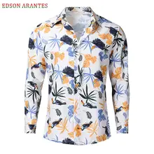 Men spring and Autumn Shirts Tropical flower 3d Print Hawaiian Shirt Man Long Sleeve Prom Club Party Casual Slim Fit Dress shirt
