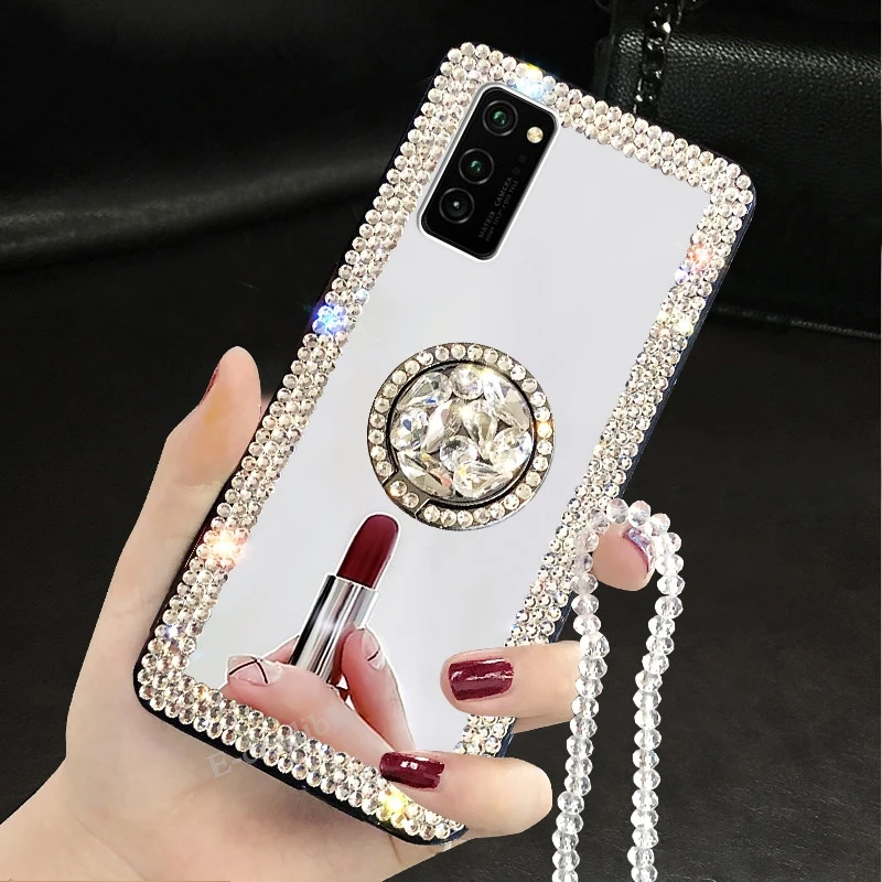 Diamond mirror case for Samsung Galaxy A55 A35 A54 A53 S24 Ultra S22 S21 FE S23 Plus shock-resistant plastic cover made of thermoplastic polyurethane.