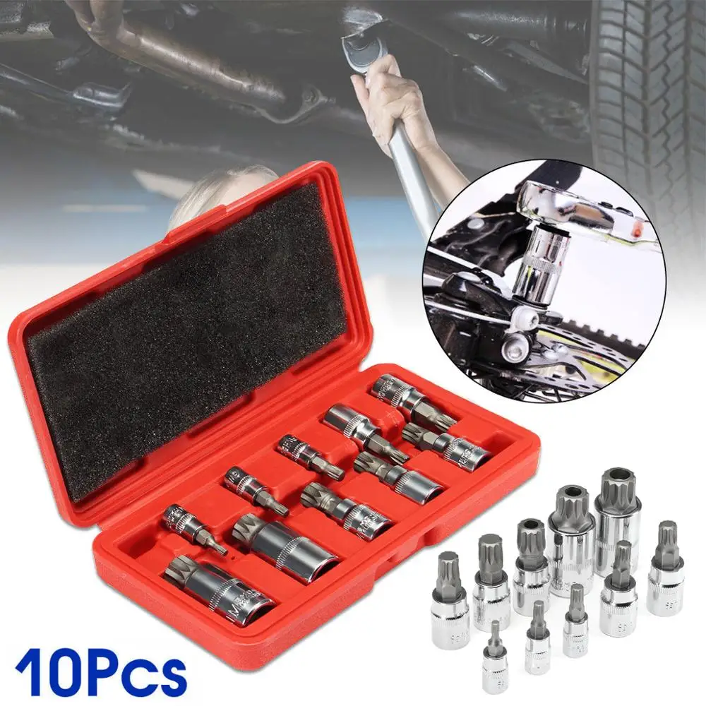 

10pcs Sockets XZN 12 Point MM Triple Square Spline Bit Socket Set Tamper Proof New Kit Tool Set Accessories