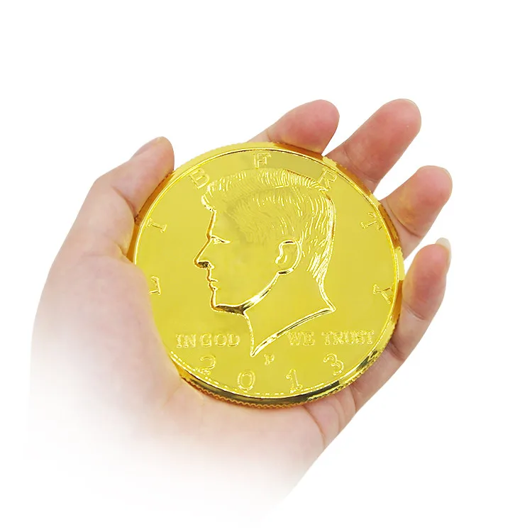 3 дюйма Jumbo Волшебная монета полдоллара Волшебная монета для фокусов Волшебная уличная сцена карты Аксессуары для волшебный трюк - Цвет: 3 inch gold