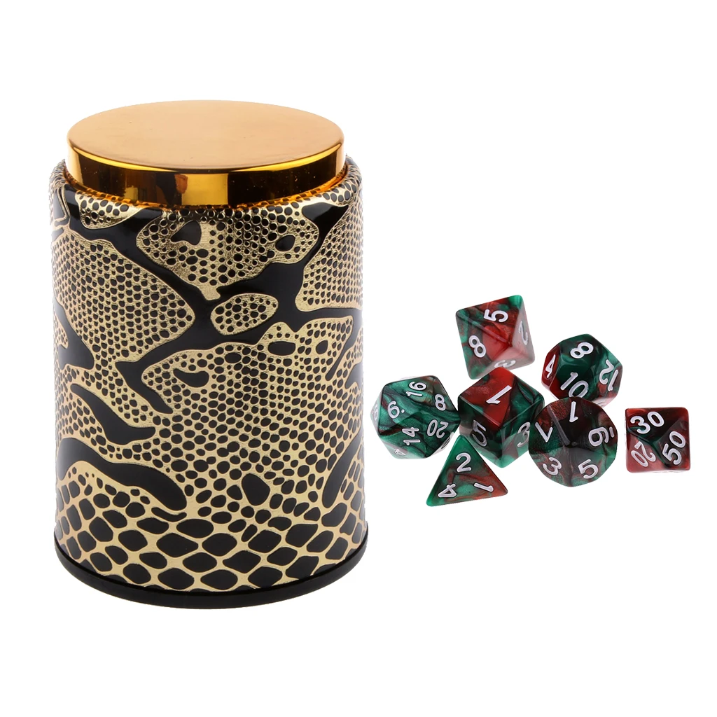 7X Acrylic Polyhedral Dice For Dungeons And Dragons Board Games Accessory+Dice Cup #1