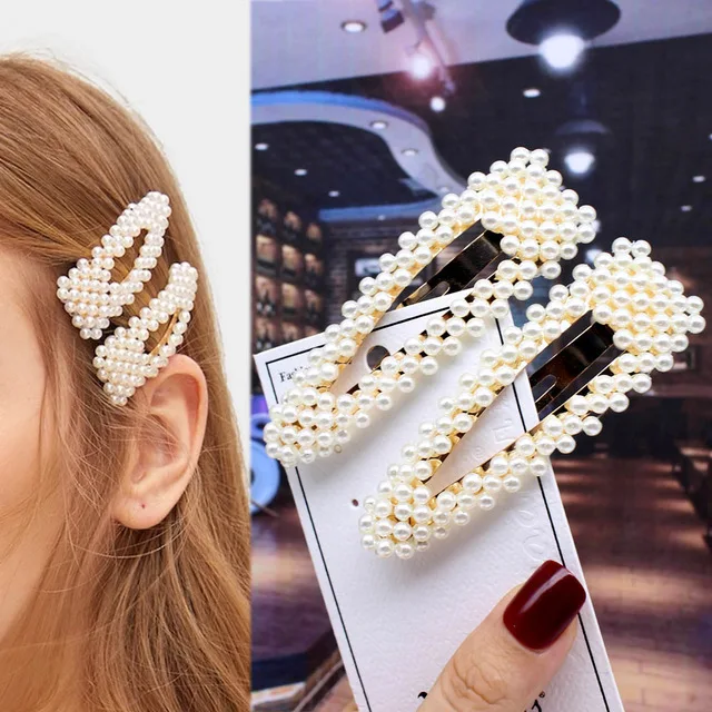 

1Set Elegant Girls Pearls Hairpins Sweet Headwear Headband Fashion Hair Clips Hair Ornament Barrettes Hairgrips Hair Accessories