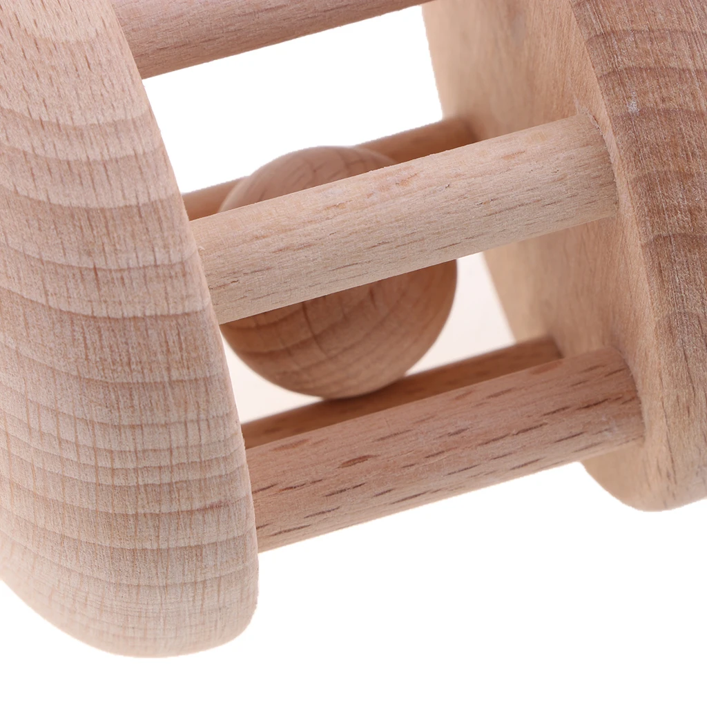 Montessori Style  Natural Wooden  Rattle, Clutching & Teething Ring Motor Development Sensory Skills Crib Toys