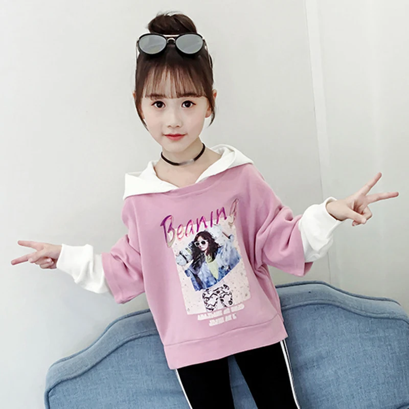 

CNUM Baby Girl Clothes Children's Clothing Long-sleeved T-shirt Hooded Girls Casual T-shirt Kids Tops Wholesale