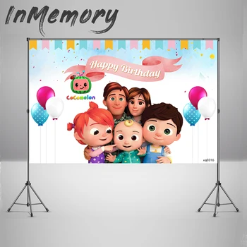 

InMemory Photography Background Baby Shower 1st Birthday Backrops Cocomelon Family party Banner fondo fotografico Photo Studio