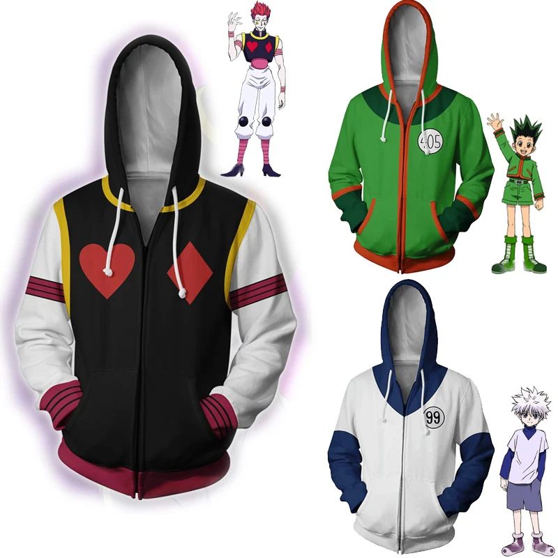 Костюмы HUNTERxHUNTER Косплей толстовки Gon Freecss костюм Hisoka Killua Zoldyck куртка на молнии с