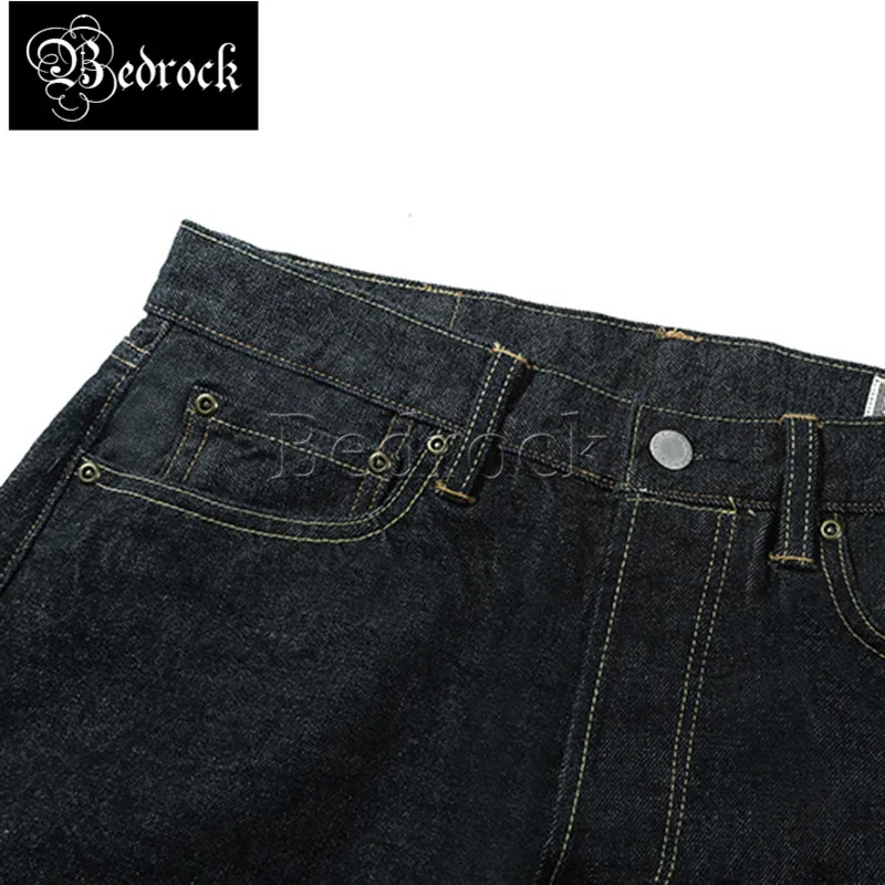 The new 15oz heavyweight original color one washed red ear denim straight jeans with embroidery cow raising jeans for men