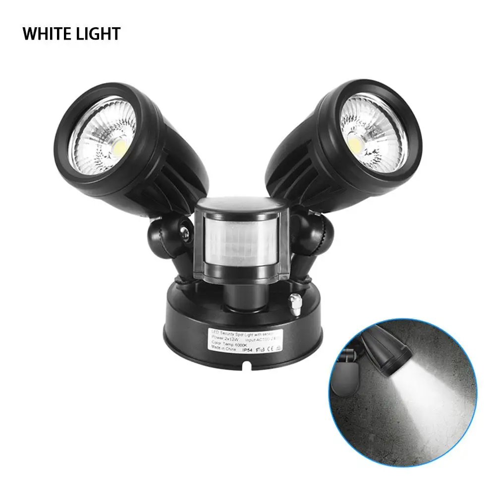 6000k Human Body Induction LED Wall Lamp Double Head Induction 2*12W Security Light For Courtyard Corridor Aisle Staircase Garage - Испускаемый цвет: 6000k