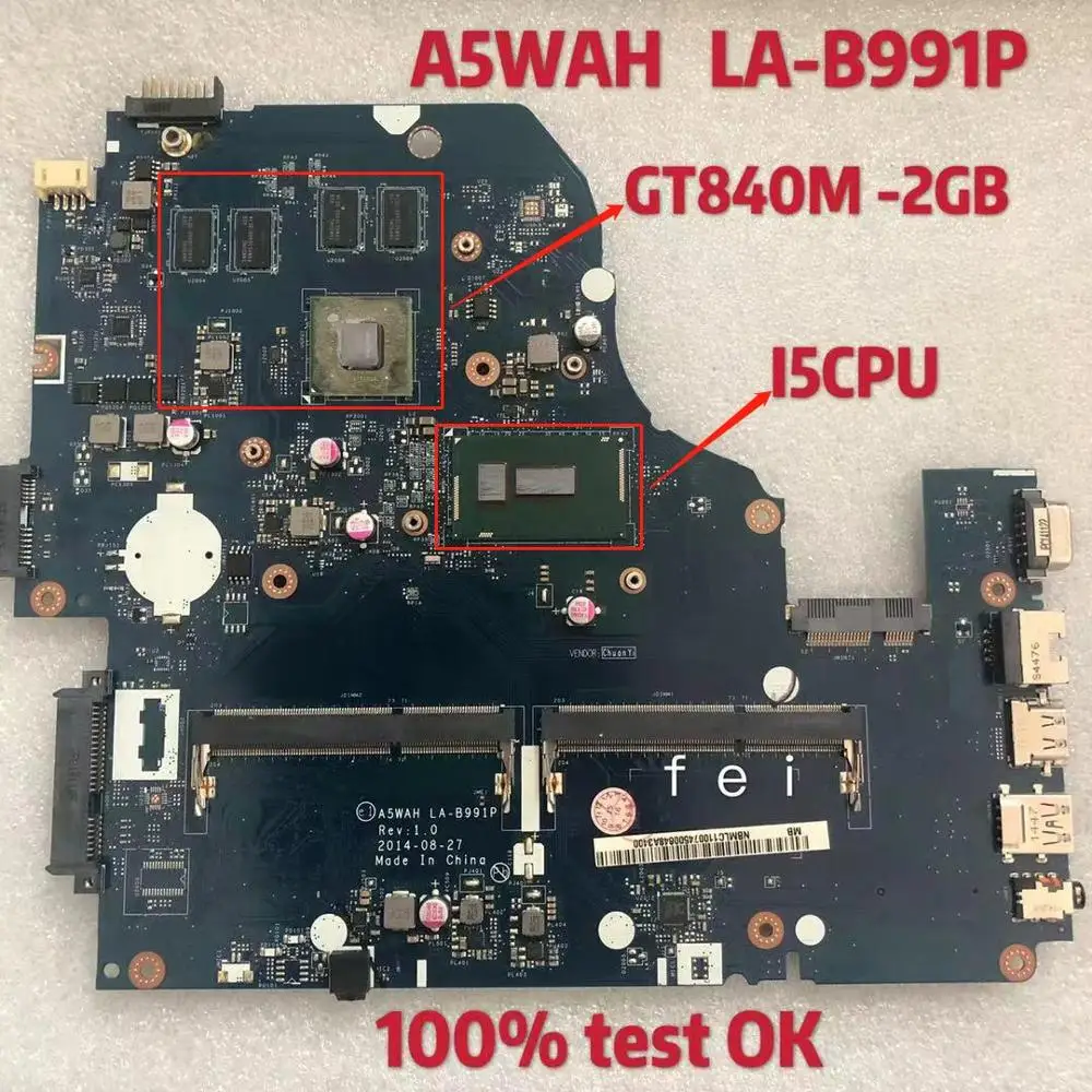 LA-B991P материнская плата для ноутбука Acer Aspire E5-571G E5-571 I5 Процессор GT840M-2GB DDR3 100% тест ok