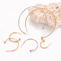 10PCS French Ball Tip Open Circle Hoop Earring Stainless Steel Hyperbole Large Eardrop for Women Fashion Vacation Gift Jewelry 2