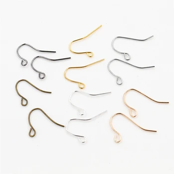

100pcs/lot 21x12mm Silver Plated Gold Color Earring Findings Ear Hook Earrings Clasps For Jewelry Making DIY Earwire Supplies