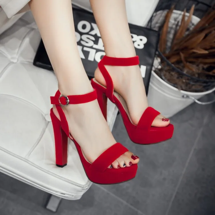 Женские босоножки с пряжкой на толстой подошве 12 см модные простые замшевые