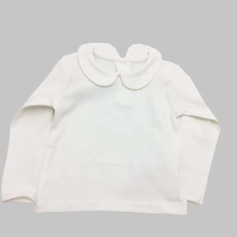 Осенне-зимние футболки для девочек белая хлопковая футболка с длинными рукавами для девочек, рубашки для маленьких девочек детская одежда