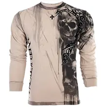 

Cool men 3d skulls printed long sleeve shirt autumn winter tattoo biker top shirt
