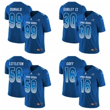 Лос-Анжелес Женская Молодежная мужская Тодд Герли Джаред Гофф ограниченная Футбольная Футболка Rams Королевский синий NFC Pro Bowl