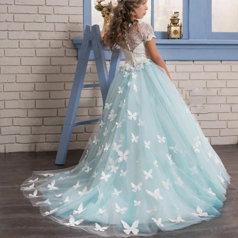 sky blue flower girl dress