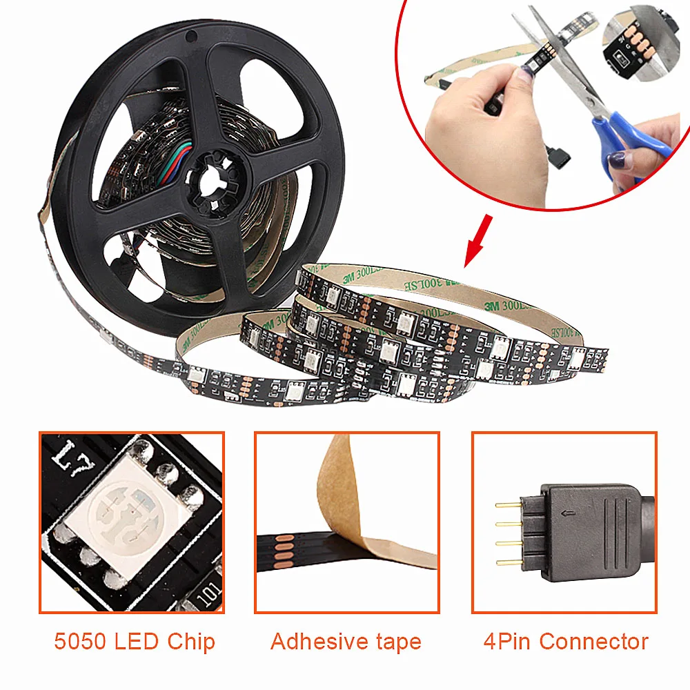 лента светодиодная диодная Гибкая неоновая Светодиодная RGB 5050 DC5V ТВ фоновое