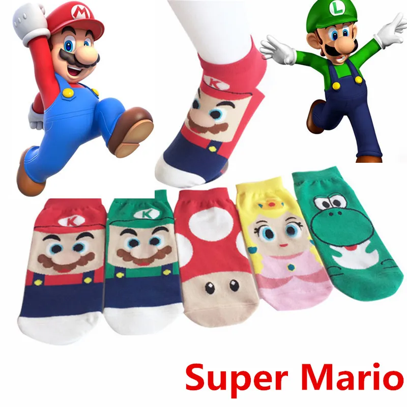 Classic Cotton Socks Kawaii Cartoon Super Mario Luigi Cosplay Props Sock Ankle Short Socks Small Mushrooms Stockings New