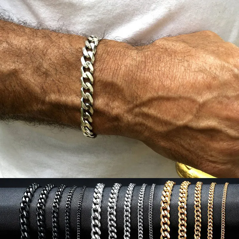 ZORCVENS-pulsera de acero inoxidable estilo Punk Vintage para hombre y mujer, brazalete con cadena, Color plateado