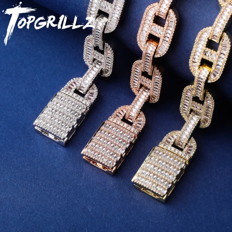 Мужской браслет TOPGRILLZ 14 мм золотистые и Серебристые Подвески с застежкой в виде
