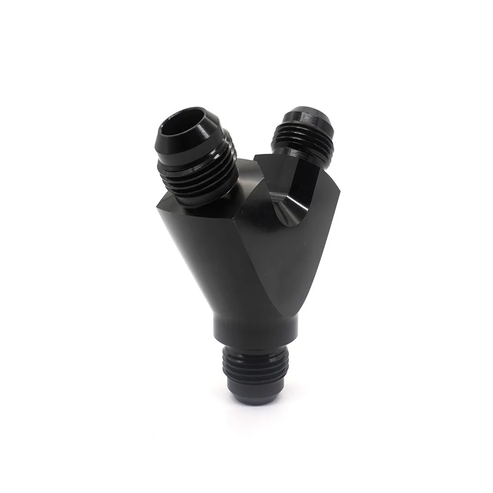 3-Way Fitting,Aluminum Alloy 3-Way Fitting Adapter Y Type AN6 6AN Male to 2X AN6 6AN Male Black