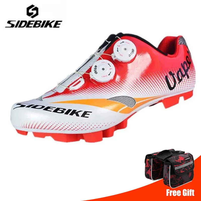 SIDEBIKE/велосипедная обувь; комплект с педалью; дышащая обувь; Sapatilha Ciclismo; Mtb; мужские кроссовки; обувь для горного велосипеда с самоблокирующимся верхом - Цвет: red add bag