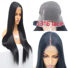 Bombshell черный прямой синтетический 13*6 парик фронта шнурка термостойкие волокна волос естественная линия волос средний пробор для женщин парики