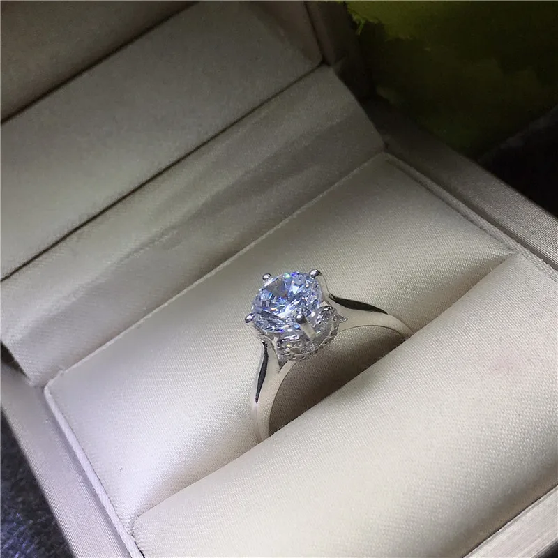 Простое Moissanite кольцо для офисной женщины 1ct цвет VVS1 Moissanite серебряное кольцо 925 драгоценности из серебра и камней