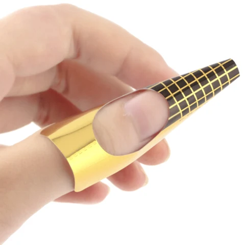 Acrylic UV Gel Nail Forms Golden Nail Paper Holder Nail Art Guide Form Sticker Tip Extension Nail Tools