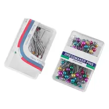 Fio de aço plástico colorido encaixotado pérola cabeça forte costura pinos resistente diy pino de posicionamento (2 tamanhos)(China)