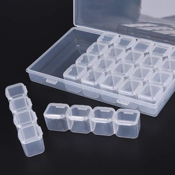 

1PCS Plastic 28 Single Slot Jewelry Ring Pill Container Case DIY Fitting Making Beads Craft Organizer