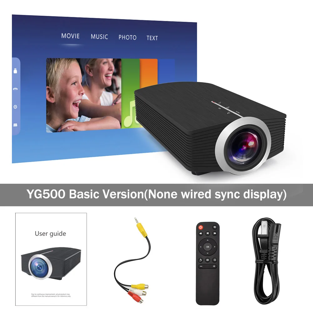 ThundeaL YG400 up YG400A Мини проектор 1800 Lumen Проводная синхронизация Дисплей Более стабильный чем WiFi Beamer Movie AC3 HDMI VGA проектор - Цвет: YG500 Basic Version