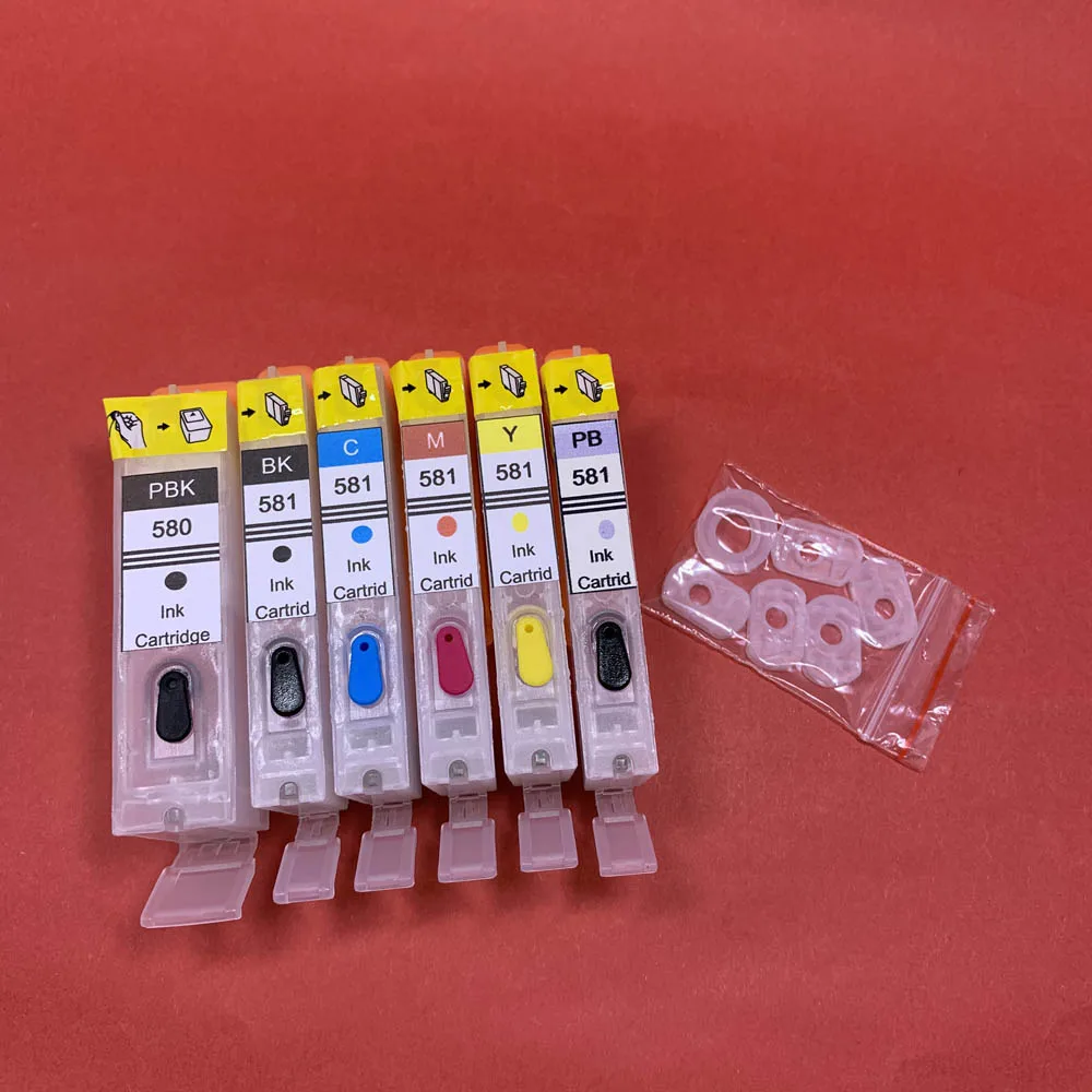 One Set 6 Colors YOTAT Refillbale чернильный картридж PGI580 PGI-580 CLI-581 для Canon PIXMA TR7550 TR8550 TS6150 TS6151 TS8150 TS8151 TS8152 - Цвет: One Set 6 Colors