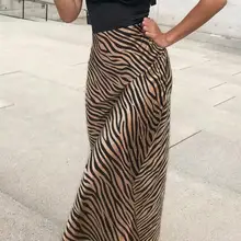 Модные длинные юбки с принтом зебры и высокой талией на молнии, женские летние пляжные юбки, женские прямые юбки, женские Клубные юбки