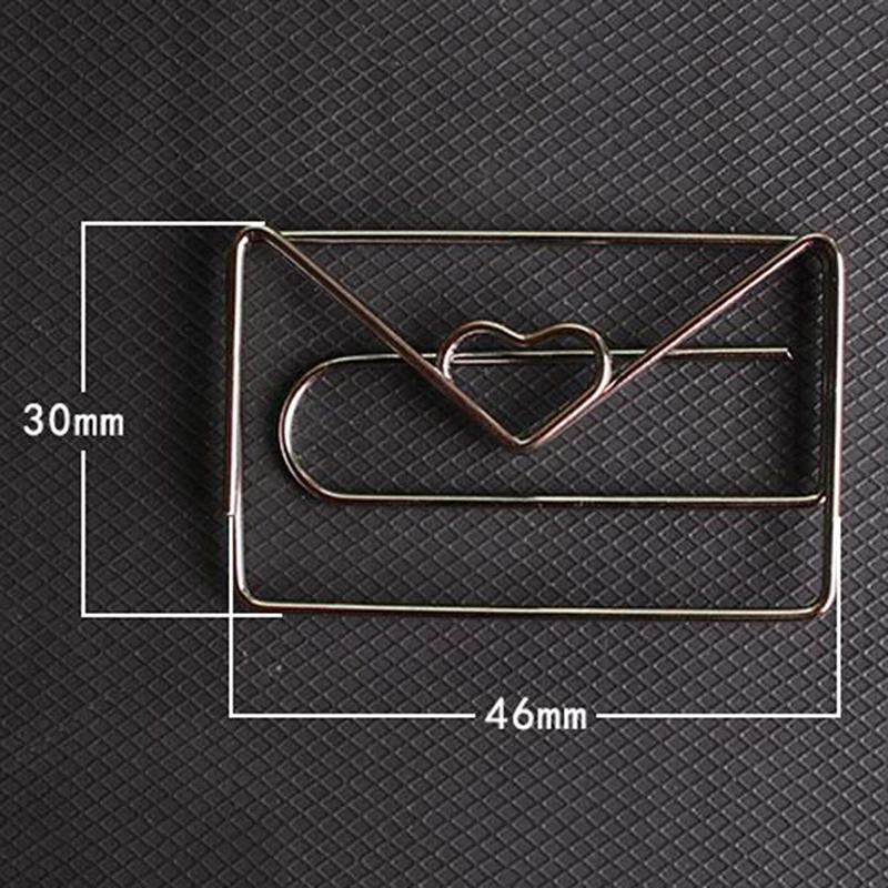 

30mmx46mm Metal Silver Color Heart Shape Paper Clip Cute Bookmark Tag Clip