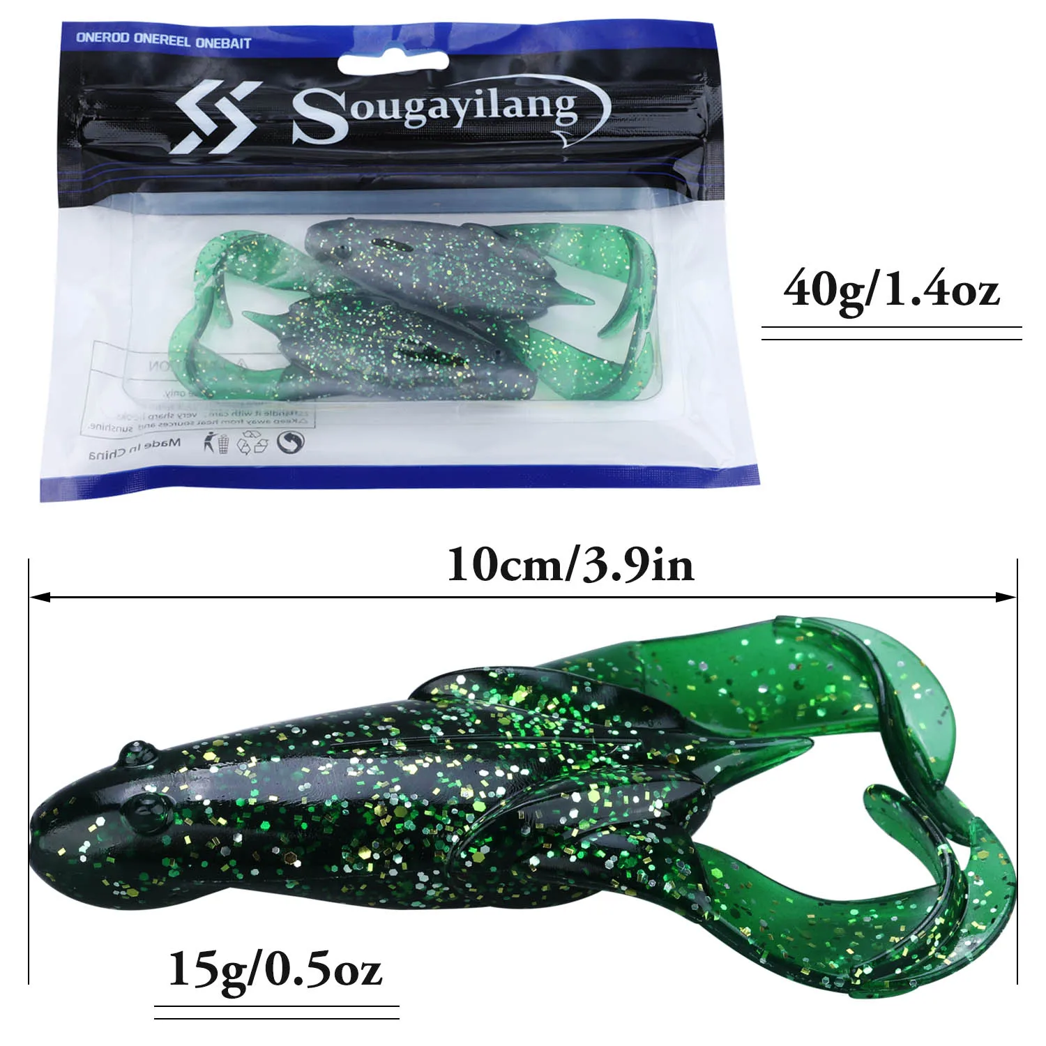 Sougayilang 2 шт. пластиковая приманка-лягушка 15 г 100 мм мягкая рыболовная приманка для морской воды/пресноводной рыбалки воблеры приманки