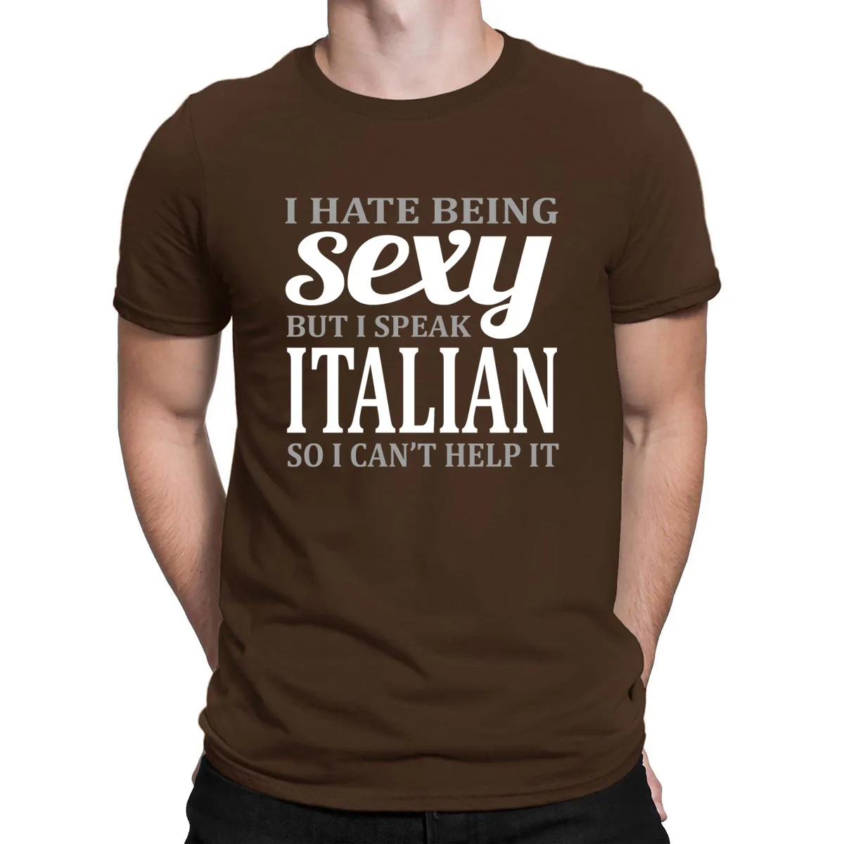 Забавная футболка с надписью «I Speak Italian», необычная Футболка с принтом, мужская летняя футболка из хлопка, простая, Аутентичная, известная