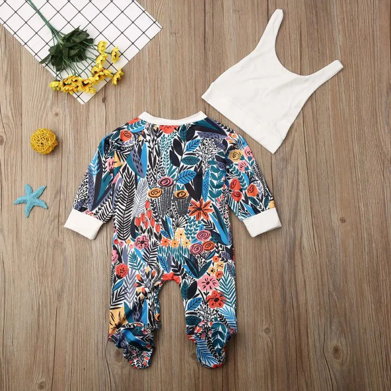 Autumn Winter Fashion Cute Soft Romper Long Sleeve Hat 2 Pcs Baby Boys Girls Cute Print Jumpsuits