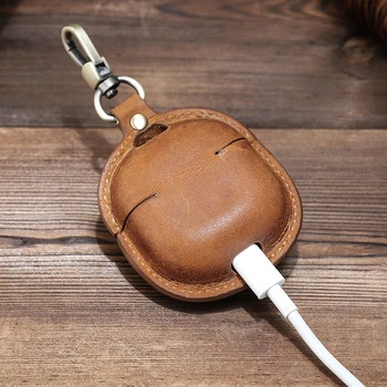 

Wear-resistant PU Leather Case Portable Protective Cover Pouch with Keychain for S-AMSUNG Galaxy-Buds live Earphones Headset