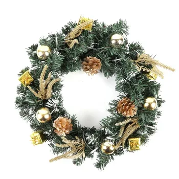 

Christmas Wreath With Battery Powered LED Light String Front Door Hanging Garland Holiday Home Decorations