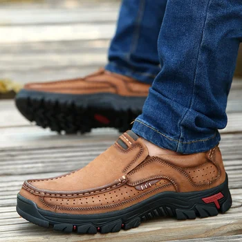 

Genuine Leather Men Shoes Luxury Brand Loafers breathable Italian Designer Men Shoes outdoor Casual Slip On Moccasin big size 48
