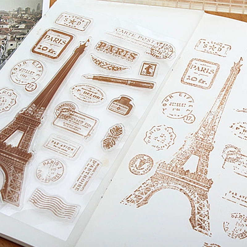 Paris Tower Transparent Silicone Clear Rubber Stamp Cling Diary DIY Scrapbooking