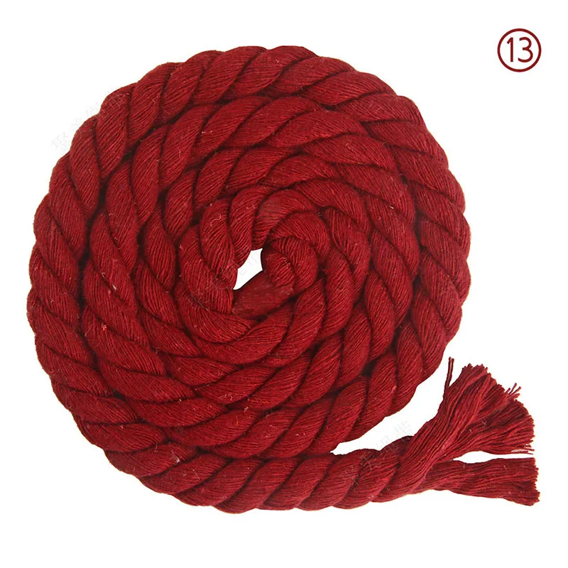 13 Burgundy 10M 19 цветов 10 метров цветная хлопковая Веревка 10 мм круглая Толстая высокопрочная плетеная веревка для сумок ремесло домашние декоративные аксессуары - Цвет: 13 Burgundy 10M