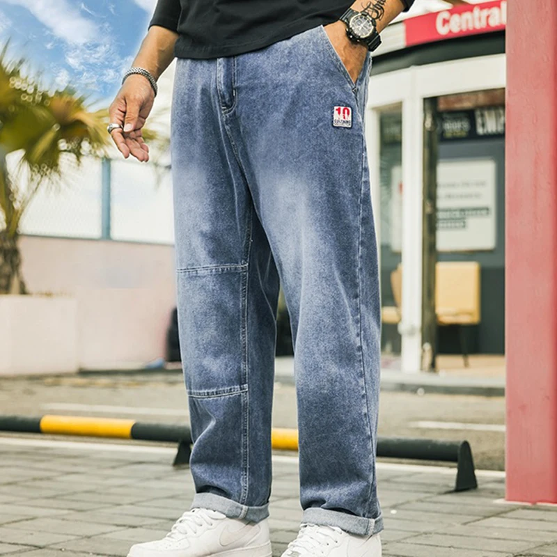 Pantalones vaqueros largos de pierna recta para hombre, jeans holgados de talla grande 28-48, tendencia de otoño, informales
