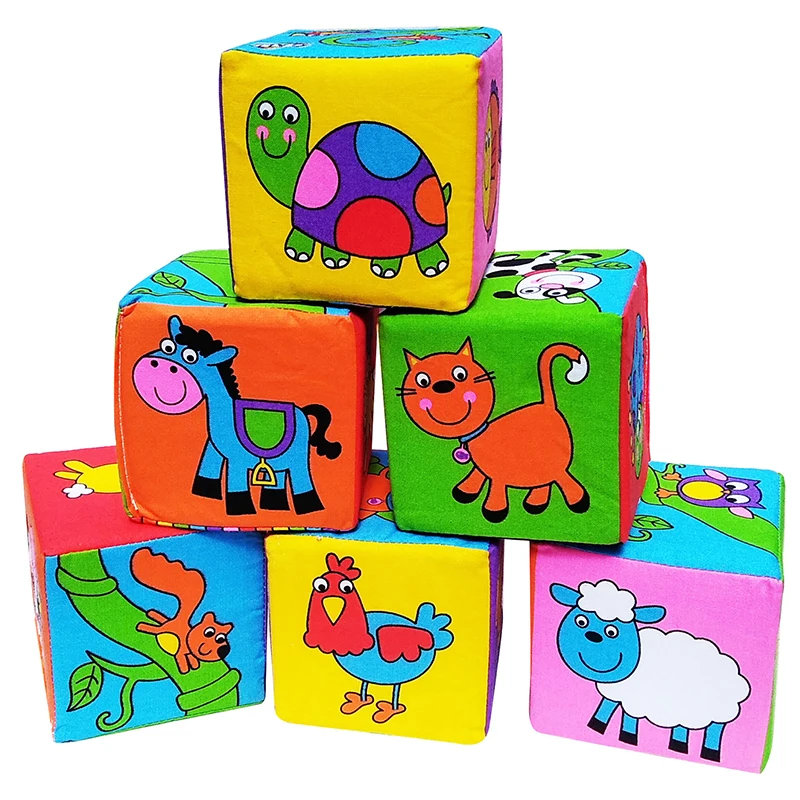

Baby Cloth Building Blocks 6pcs/Set Baby Mobile Magic Cube Toy Block Clutch Rattles Early Newborn Educational Toys 0-12 Months