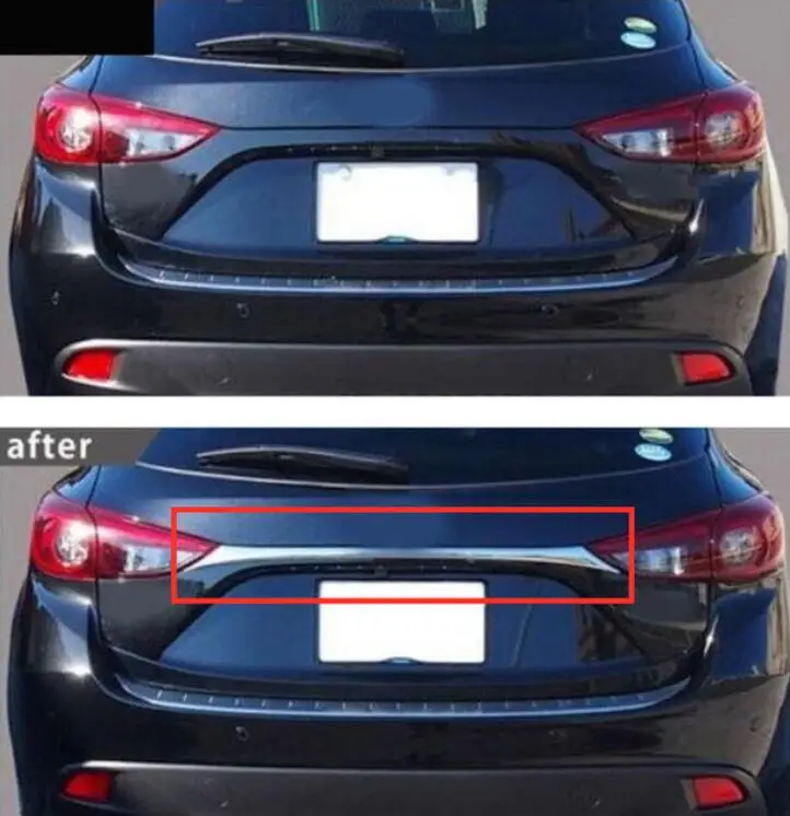 

ACCESSORIES FIT FOR 2014-2016 Mazda 3 AXELA HATCHBACK CHROME REAR BOOT DOOR TRUNK LID COVER GARNISH TAILGATE TRIM MOLDING fast s
