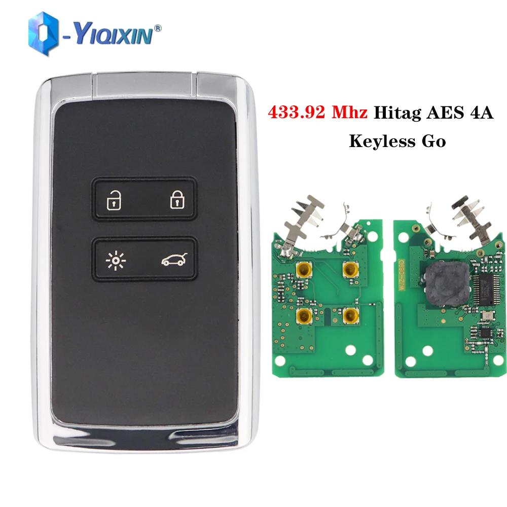 YIQIXIN 433.92Mhz Hitag AES PCF7953M 4A Chip Car Fob Alarm For Renault Megane 4 Keyless Entry Blank Replacement Remote Control yiqixin 433 92mhz hitag aes pcf7953m 4a chip car fob alarm for renault megane 4 keyless entry blank replacement remote control